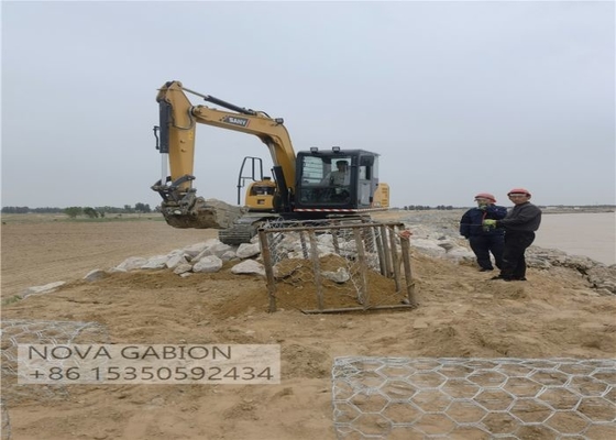বন্যা নিয়ন্ত্রণ 4.0mm Gabion Mesh Cage জন্য পাথর ব্যাগ Gabion বাক্স নদী ভরাট Gabion ব্যাগ পিভিসি লেপা ব্যাগ Gabion বাক্স