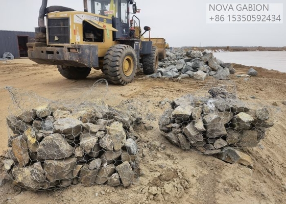 বন্যা নিয়ন্ত্রণ 4.0mm Gabion Mesh Cage জন্য পাথর ব্যাগ Gabion বাক্স নদী ভরাট Gabion ব্যাগ পিভিসি লেপা ব্যাগ Gabion বাক্স